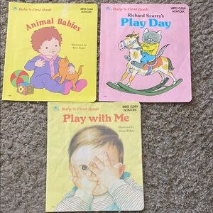 Vintage Baby's First Book Set - Animal Babies, Play Day, Play with Me,